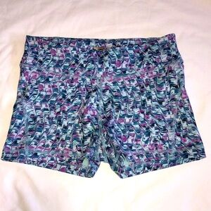 YogaSmoga Aurum Vigor Augusta Shorts Size 6 Blue Purple Print Yoga Athletic